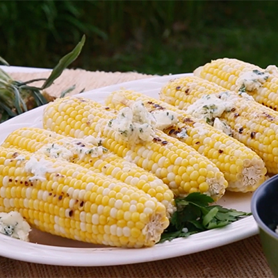  Grilled Corn with Cilantro Cheese Butter