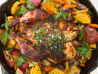 Apple-Brined Chicken With Fall Vegetables